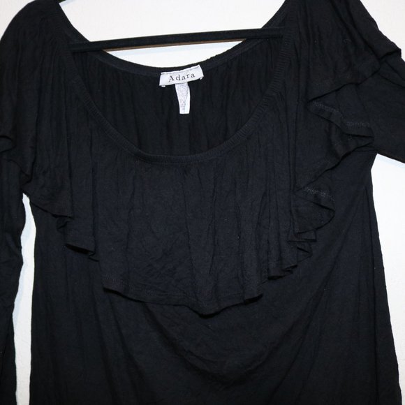 2X adara long sleeve black blouse ruffles - Picture 6 of 6